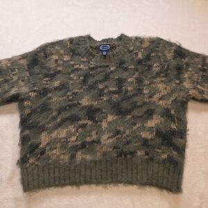Scoop Womens Camo Fuzzy Sweat Shirt Size Large